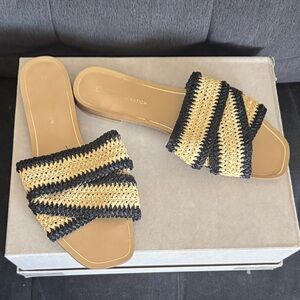 BCBGeneration Black and neutral Striped Sandals